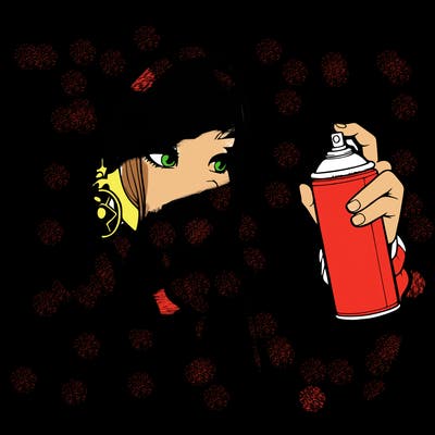 a realistic girl, spray painting