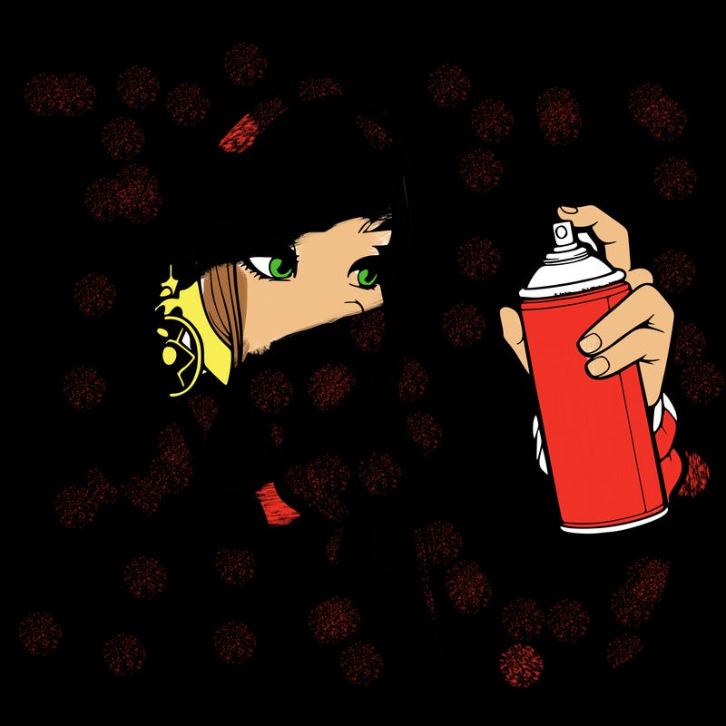 a realistic girl, spray painting