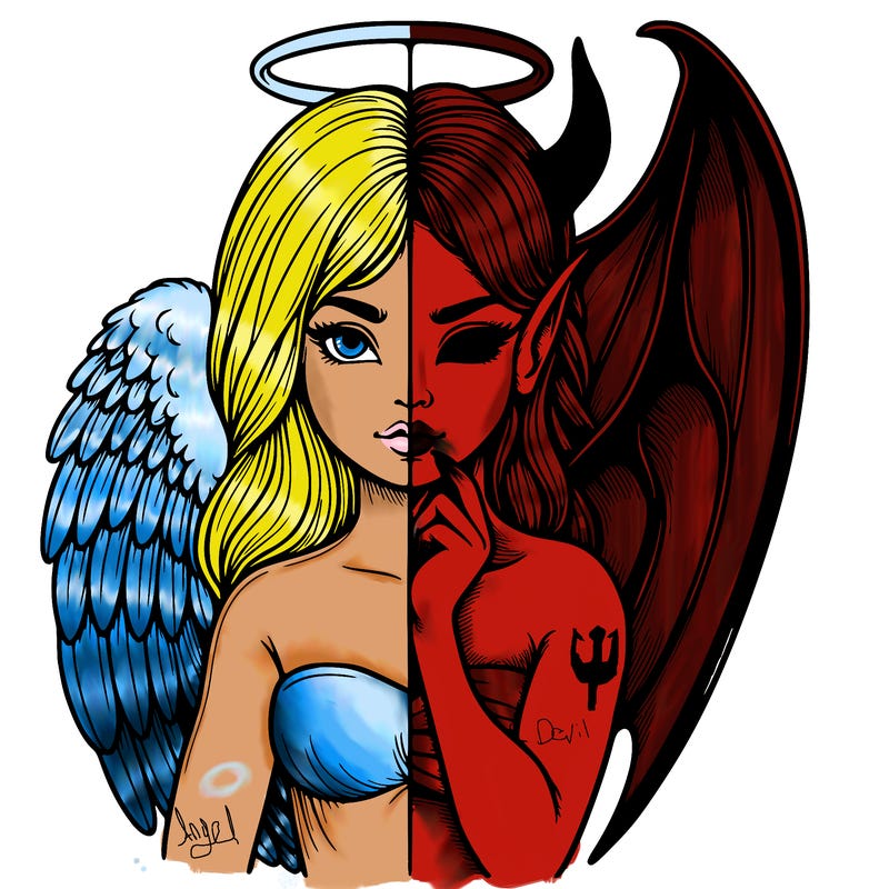 realistic angel half demon