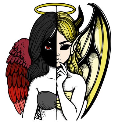 realistic angel half demon