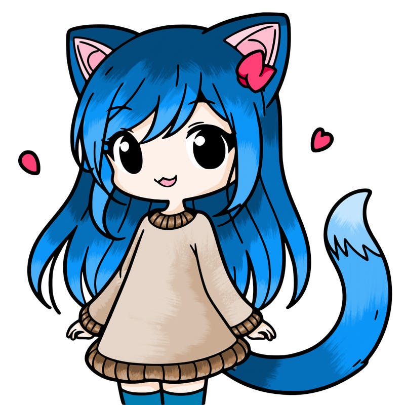 girl with cat ears and tail