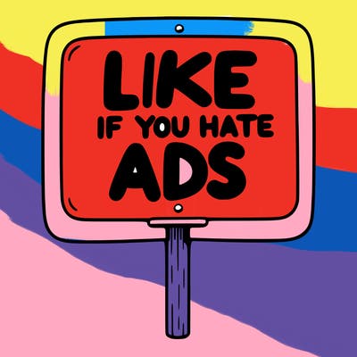 a sign that says like if you hate ads