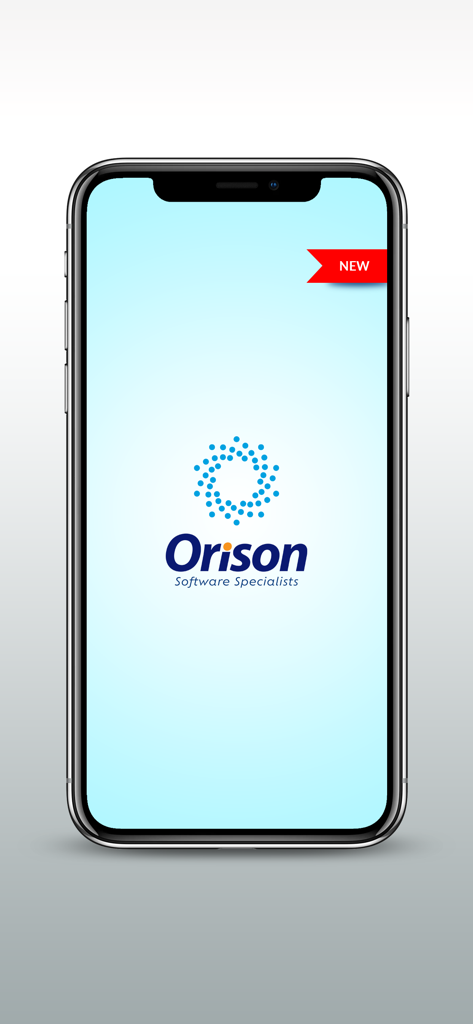 Orison School V2 app splash screen with logo on a mobile phone