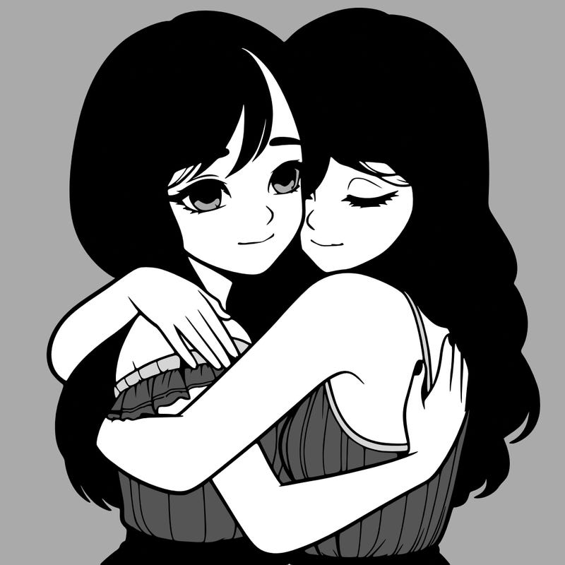 realistic girls hugging