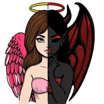 realistic angel half demon