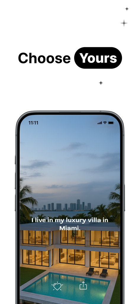 Money AI - A luxury villa in Miami shown on a manifestation screen within the Money AI app