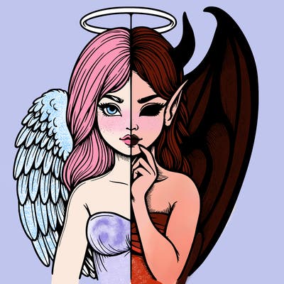 realistic angel half demon