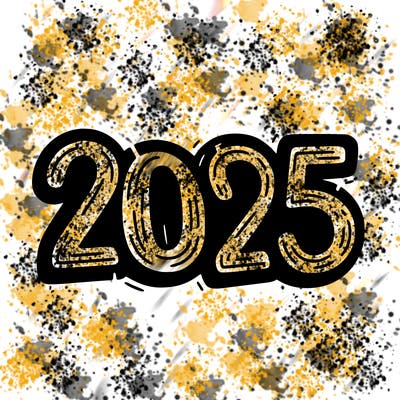 one line scrawled numbers sketch design “2025”