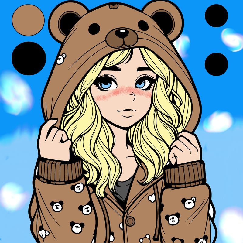 realistic girl in a animal pjs hoodie
