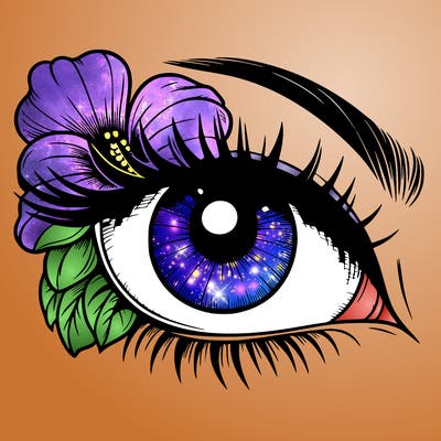 realistic eye with flower