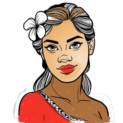a realistic polynesian woman with a samoan pacific look and a taupou