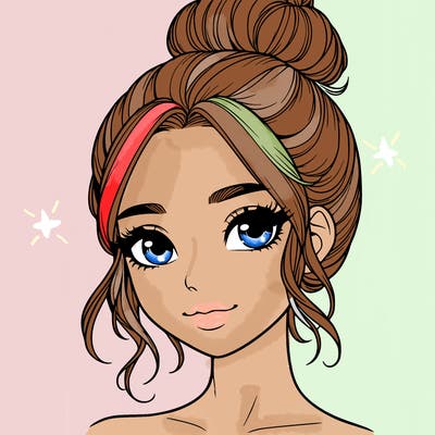 realistic pretty girl with hair in bun