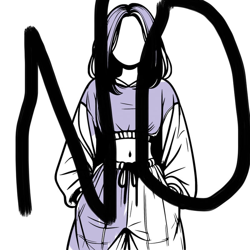 realistic girl faceless with baggy pants and a crop top