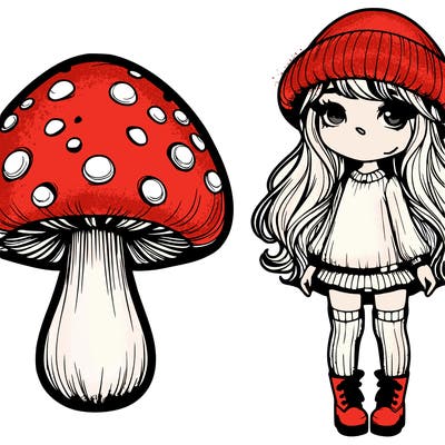 mushroom girl realistic