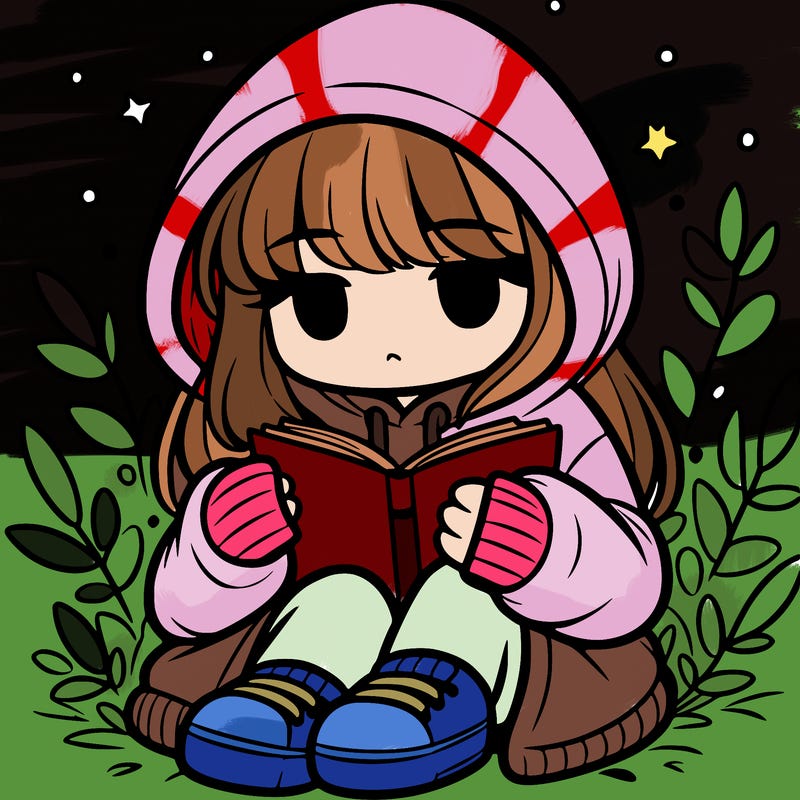 girl in oversized hoodie reading a book