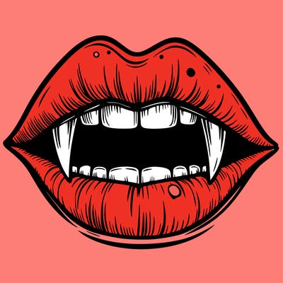 lips with vampire teeth