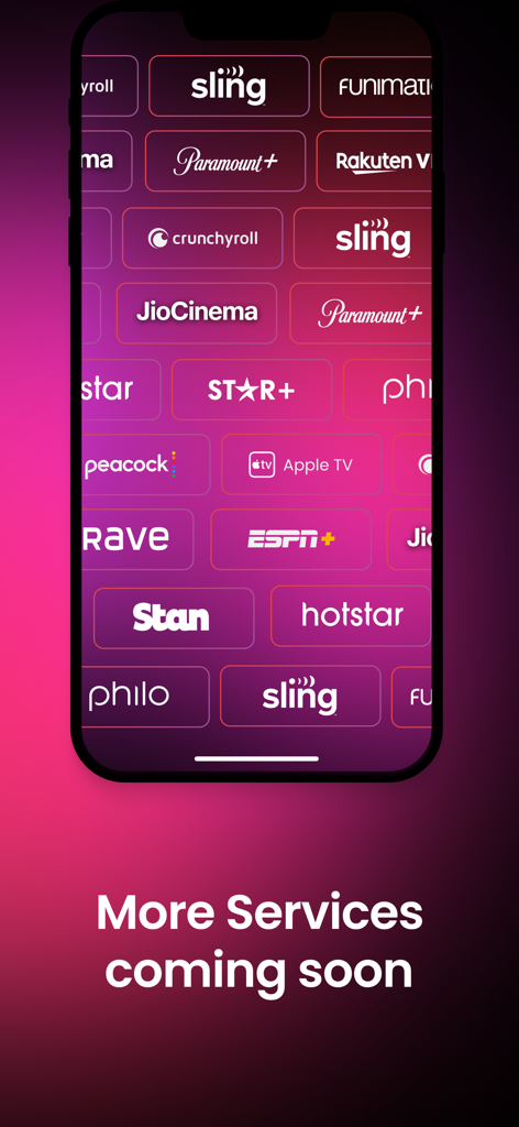 iPhone screen displaying logos of compatible streaming services for Teleparty like Paramount Plus and Apple TV