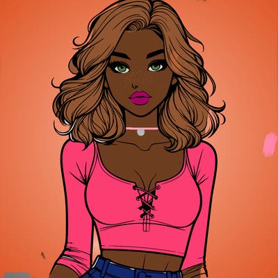 realistic girl with crop-top