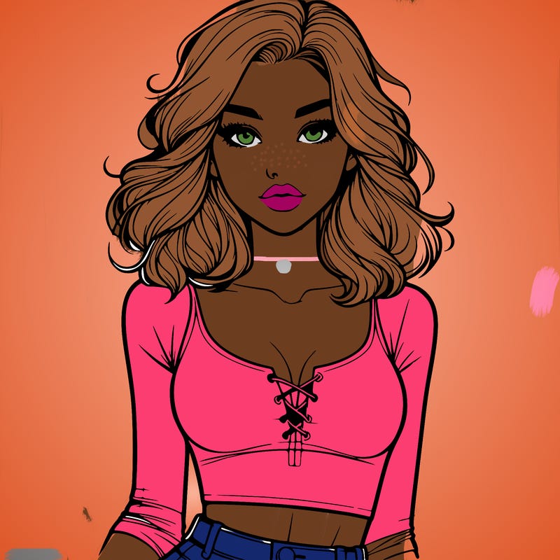 realistic girl with crop-top