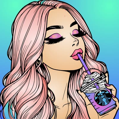 realistic girl drinking starbucks