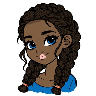 girl with braids realistic