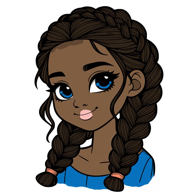 girl with braids realistic