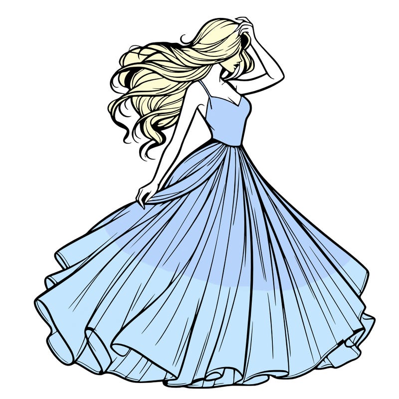 realistic woman with dress flowing in the wind