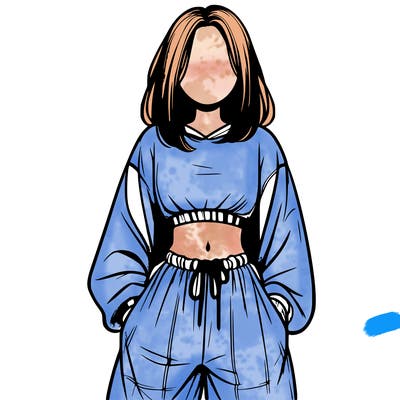 realistic girl faceless with baggy pants and a crop top