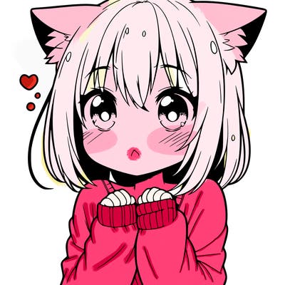 shy anime catgirl