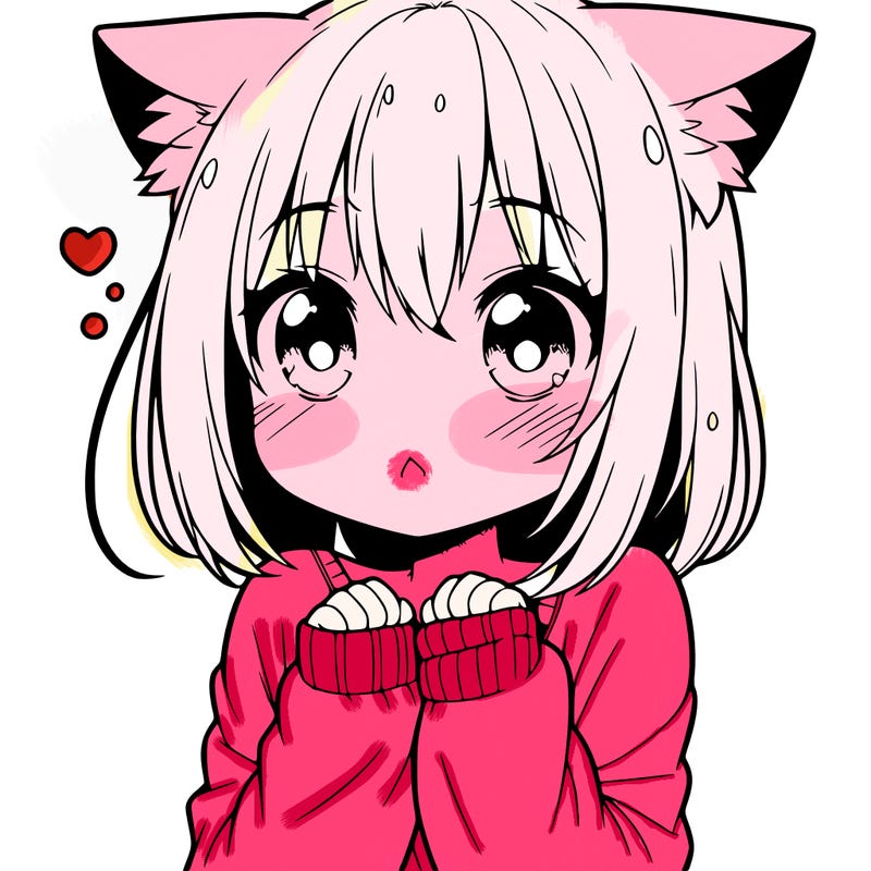 shy anime catgirl