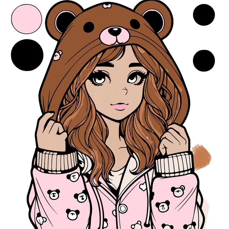 realistic girl in a animal pjs hoodie