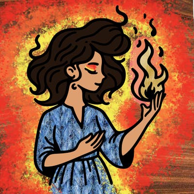 woman with fire