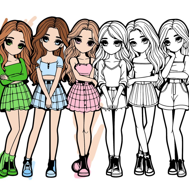 a group of girls realistic