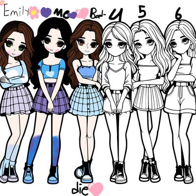 a group of girls realistic