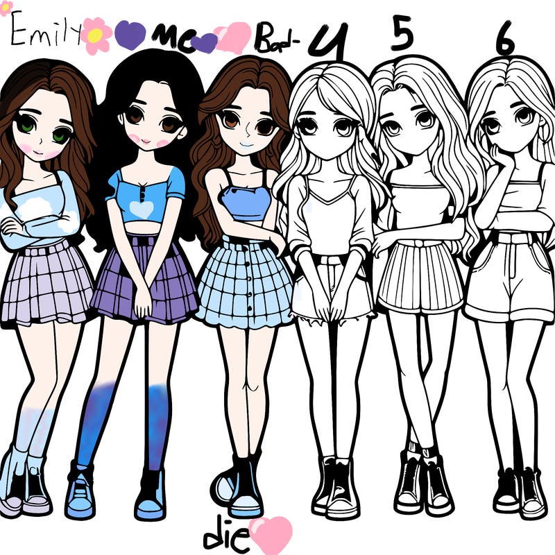 a group of girls realistic