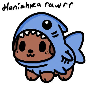 cute dog wearing a shark costume