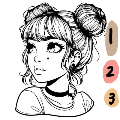 realistic girl with spacebuns
