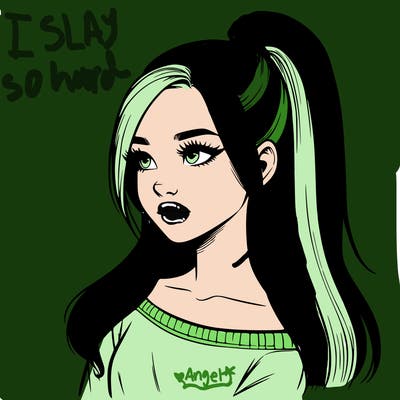 realistic girl with a high ponytail