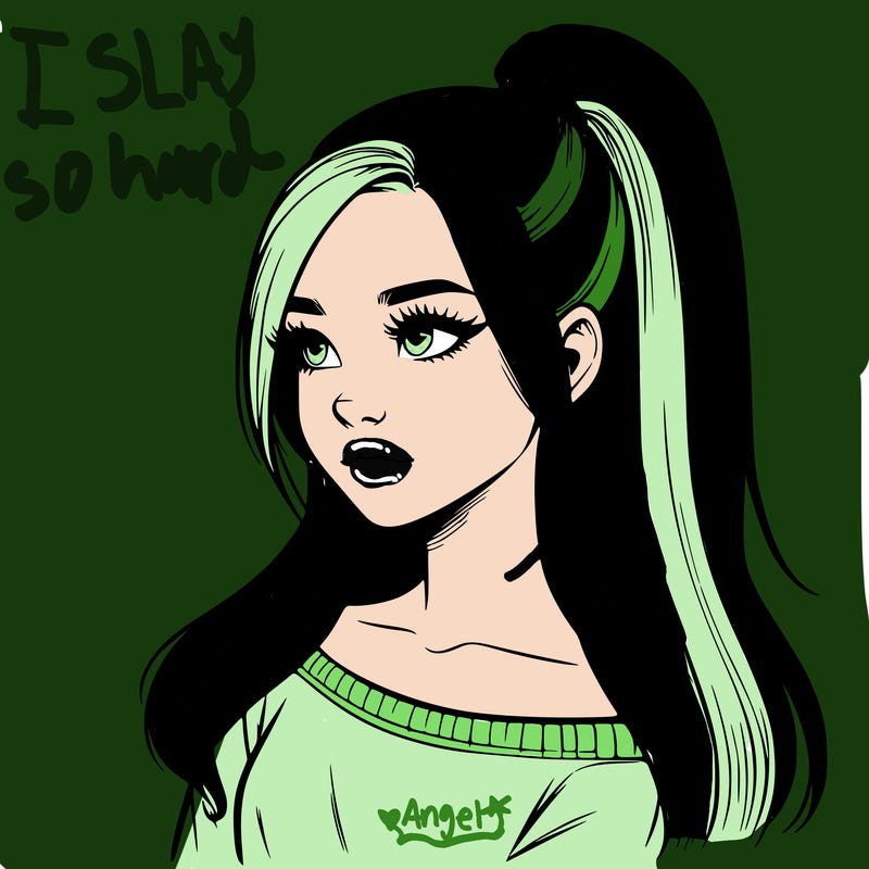 realistic girl with a high ponytail
