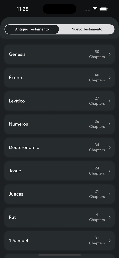 Biblia RV 1909 - List of books in the Old Testament section of the Spanish Biblia RV 1909 app