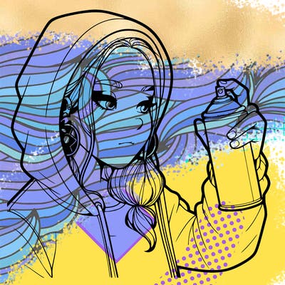 a realistic girl, spray painting