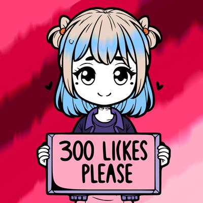 girl holding a sigh saying " 300 likes please"