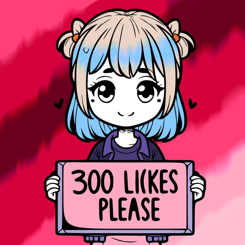 girl holding a sigh saying " 300 likes please"