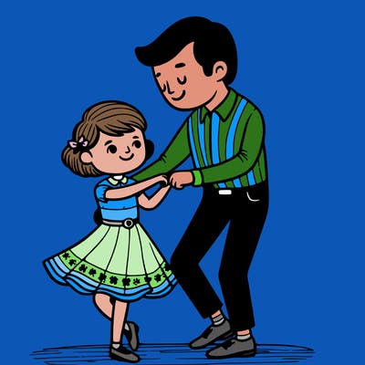 a girl with her dad dancing with her dad