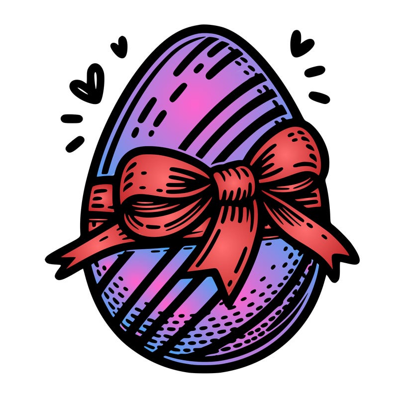 large chocolate egg with ribbon