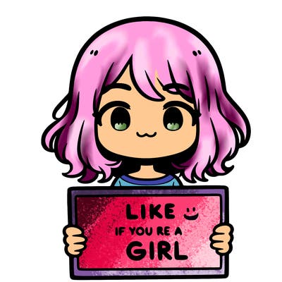 a cute girl holding a sign that says like if you’re a girl