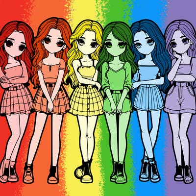 a group of girls realistic