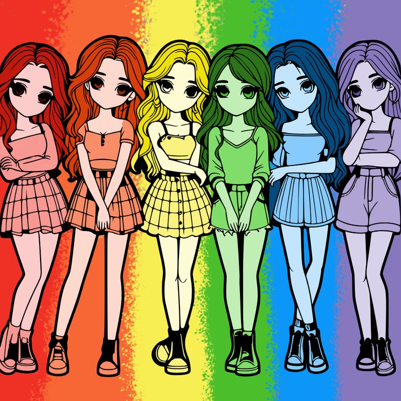 a group of girls realistic