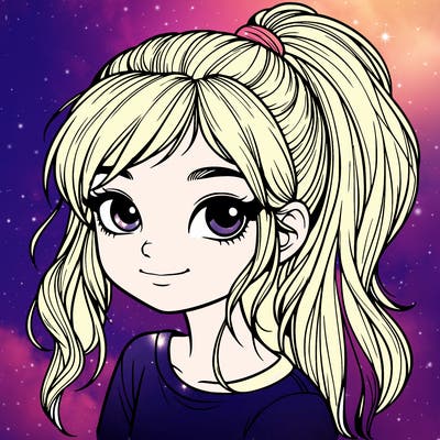 realistic girl with ponytail