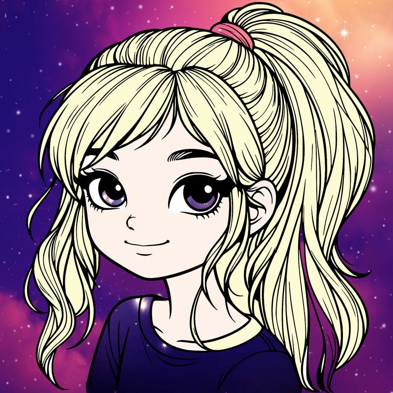 realistic girl with ponytail